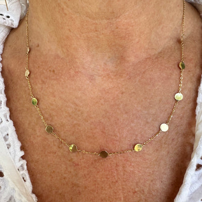 Gold Disk Station Necklace