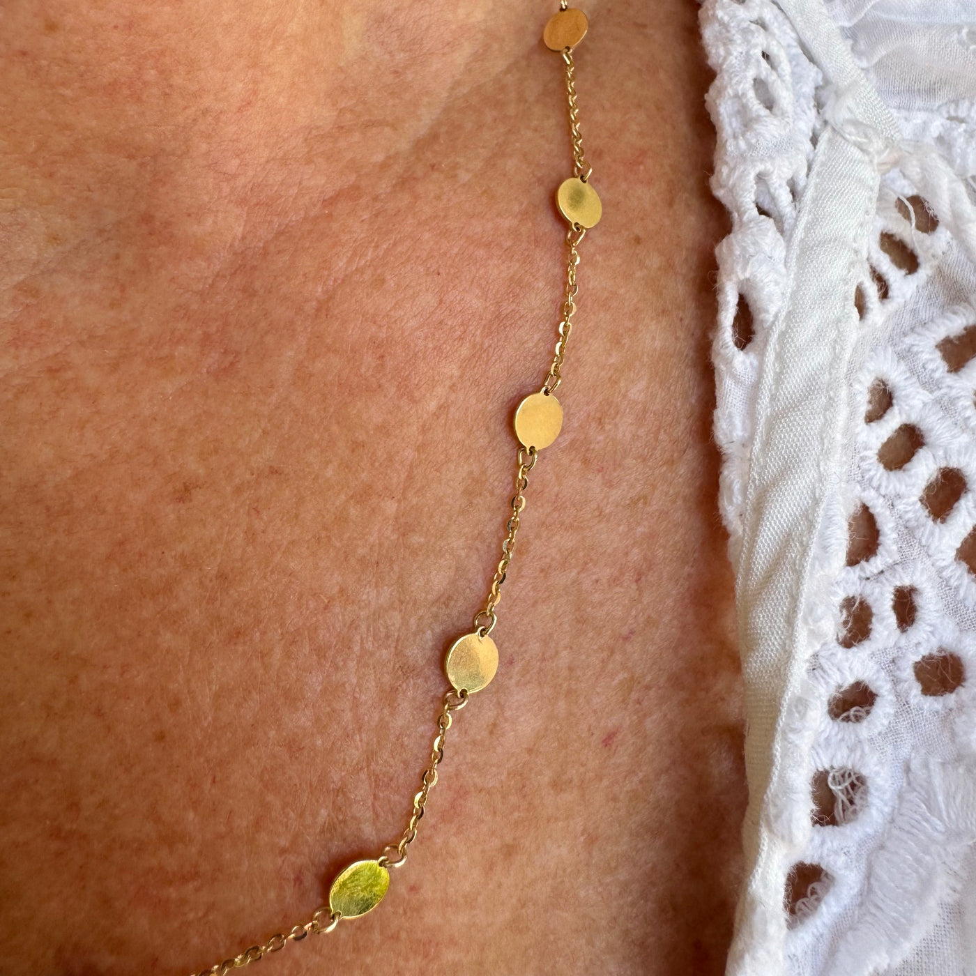 Gold Disk Station Necklace