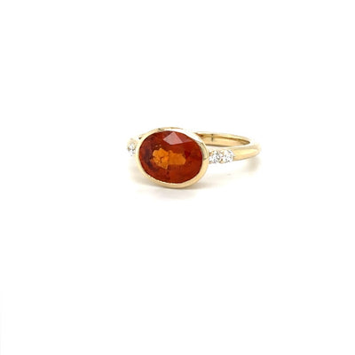 Orange Garnet & Diamond Ring