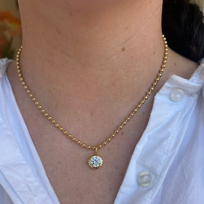 Round Bezel Ball Chain Necklace