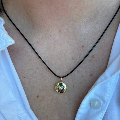 Round Heart Leather Necklace