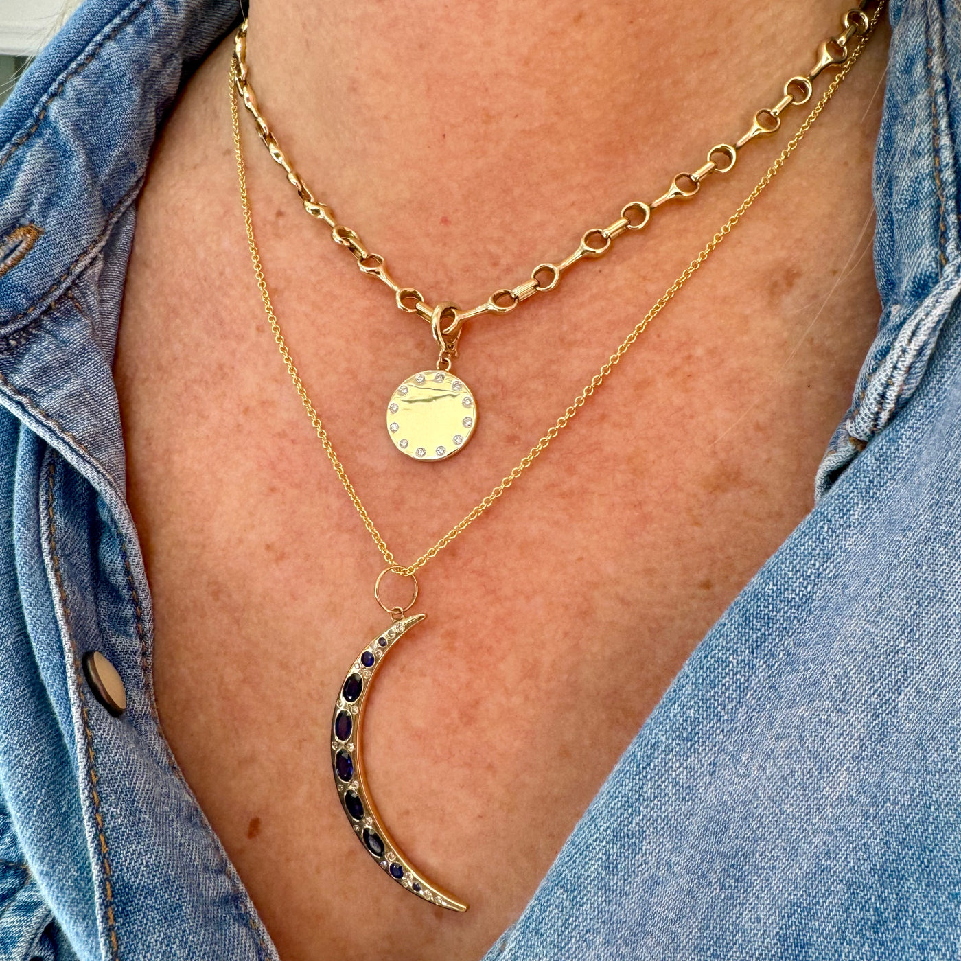 Gold Disk with Diamond Edge Charm