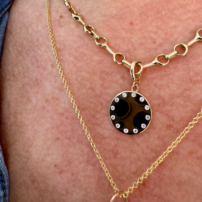 Gold Disk with Diamond Edge Charm