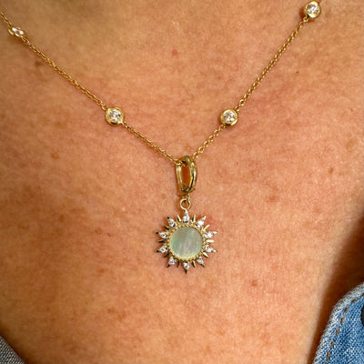 Mother of Pearl & Diamond Sun Charm