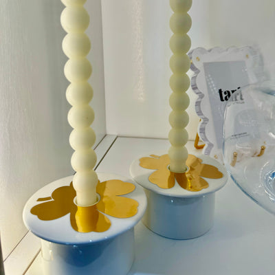 Unikko Candle Holder/ White & Gold