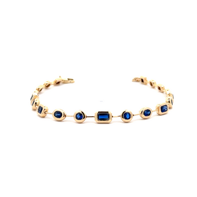 Blue Sapphire Multi Shape Bezel Segment Bracelet