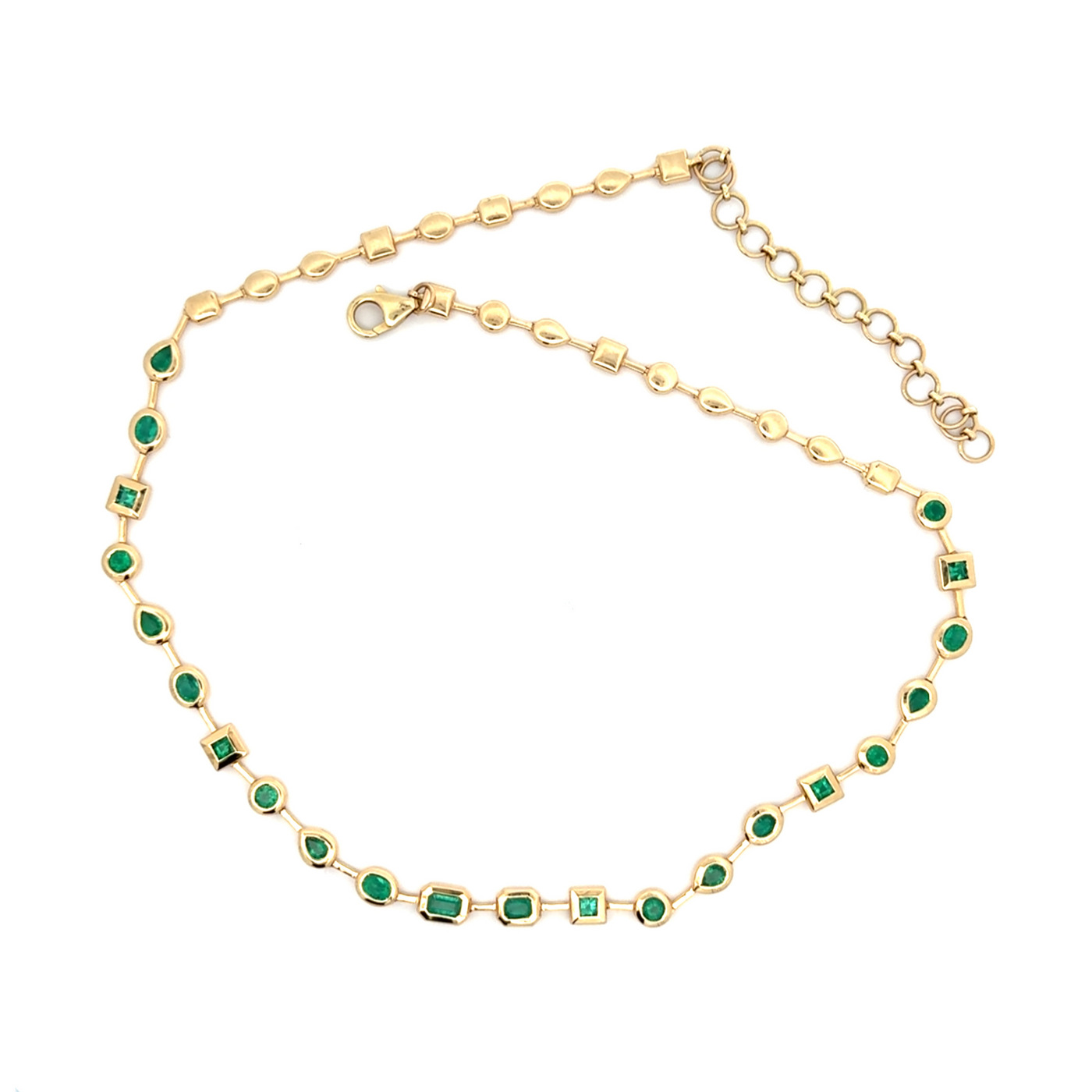 Emerald Multi Shape Bezel Necklace