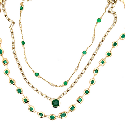 Emerald Multi Shape Bezel Necklace