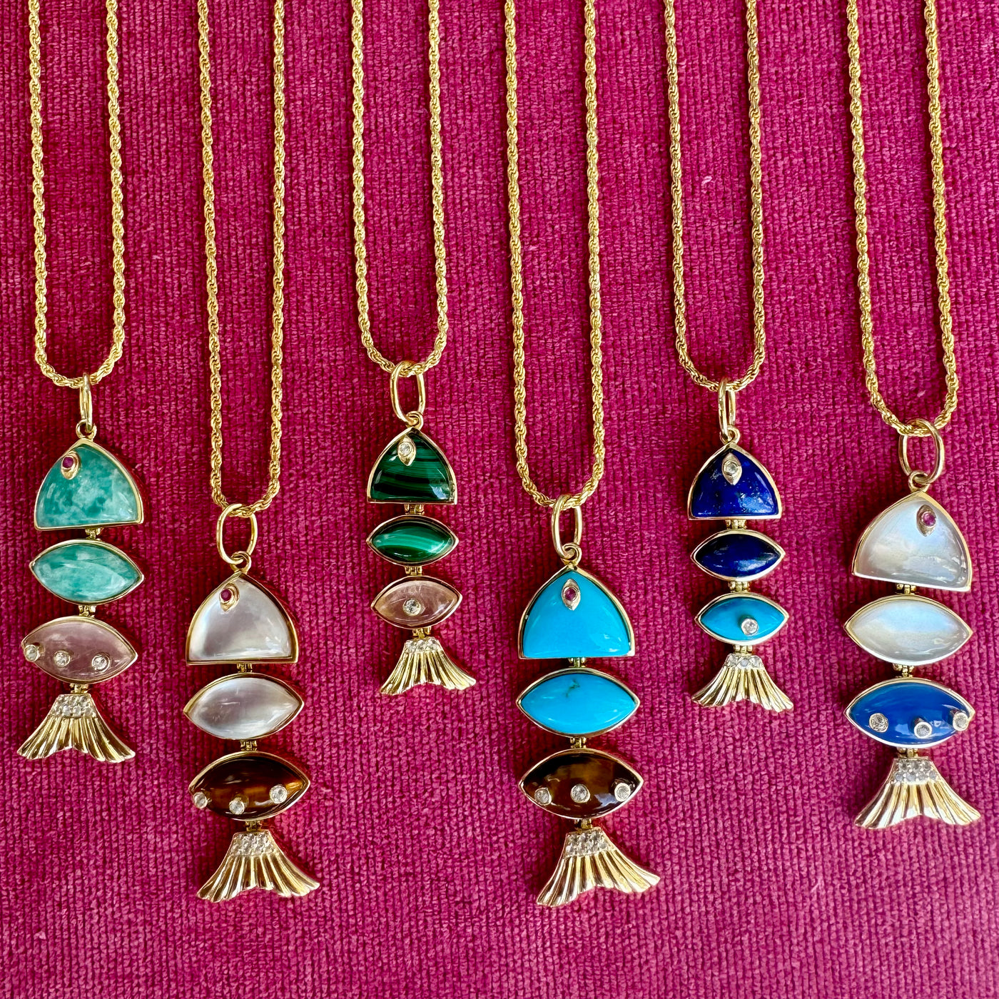 Prosperity Fish Necklace / Amazonite & Rose Quartz – Lauren Sigman ...