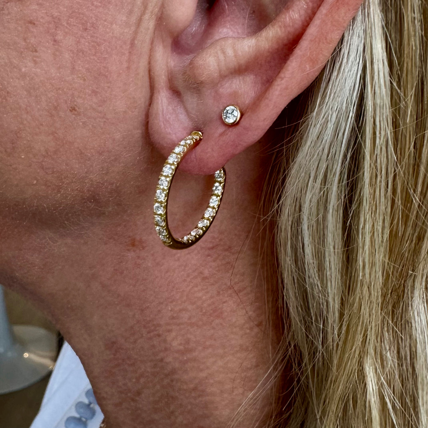 Diamond Inside Out Hoops / 18k