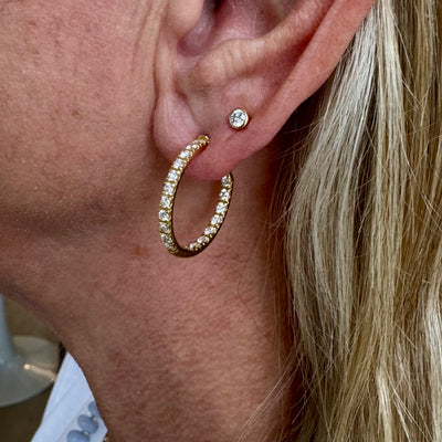 Diamond Inside Out Hoops / 18k