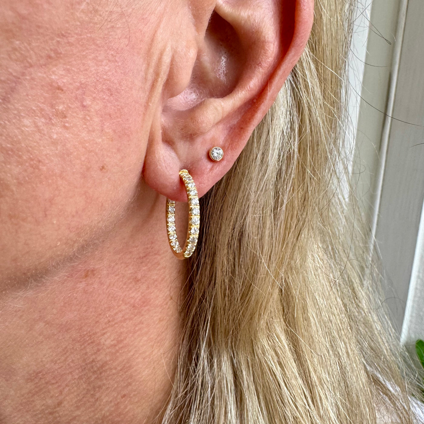 Diamond Inside Out Hoops / 18k