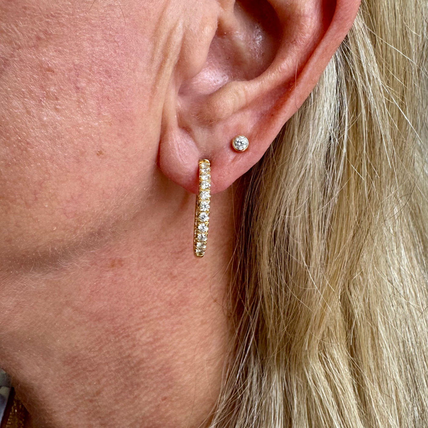 Diamond Inside Out Hoops / 18k