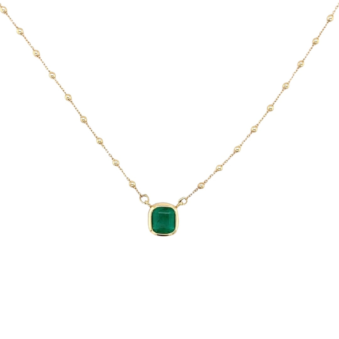 Emerald Bezel Bead Necklace