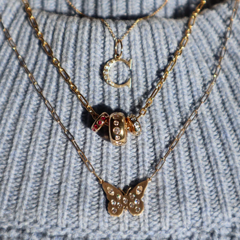 Lindy Small Butterfly Diamond Necklace