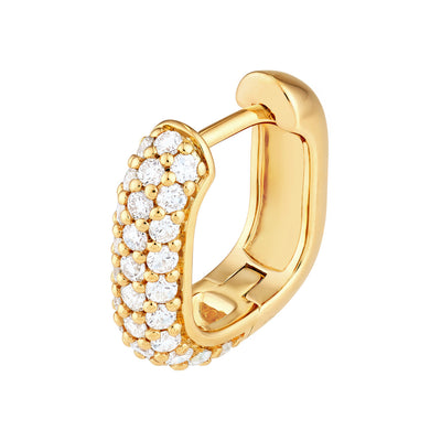 Pave Three Row Diamond U Hoop Earrings