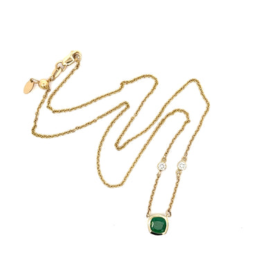 Emerald & Diamond Bezel Necklace