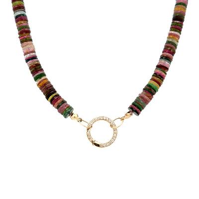 Sliced Multicolor Dark Sapphire Necklace (Carabiner Ready)