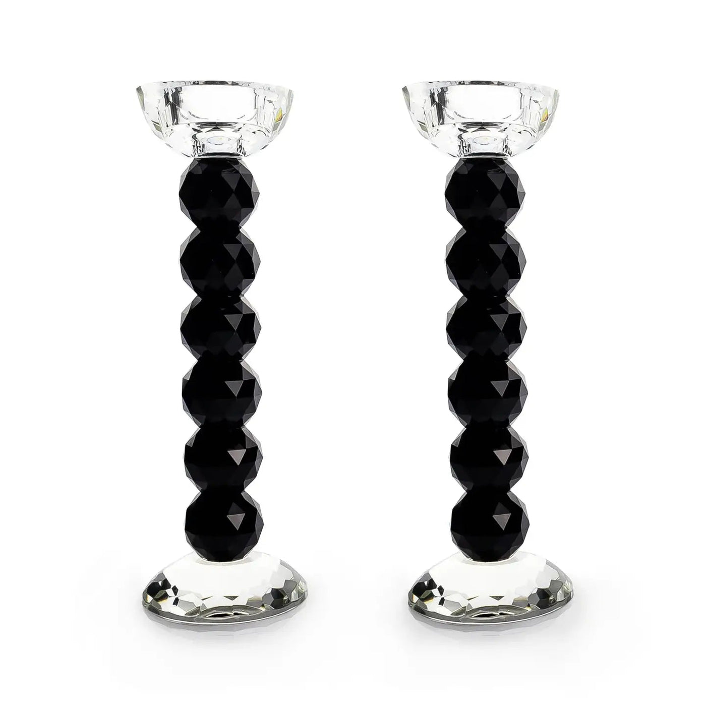 Crystal Ball Candlesticks/ Black