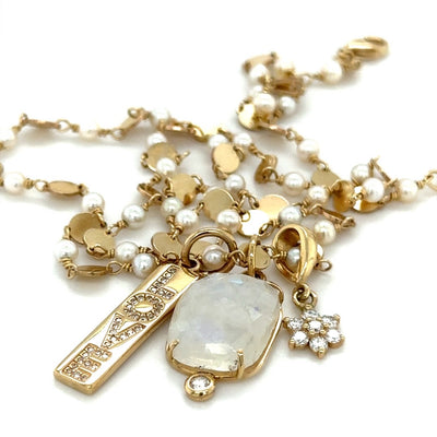 Pearl & Gold Disk Necklace
