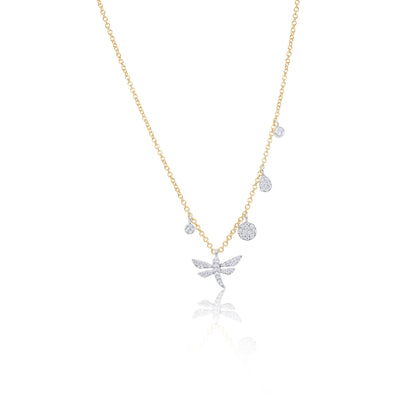 Diamond Dragonfly And Charm Necklace