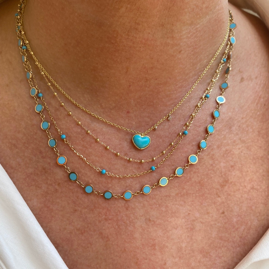 Turquoise and Diamond Heart Necklace