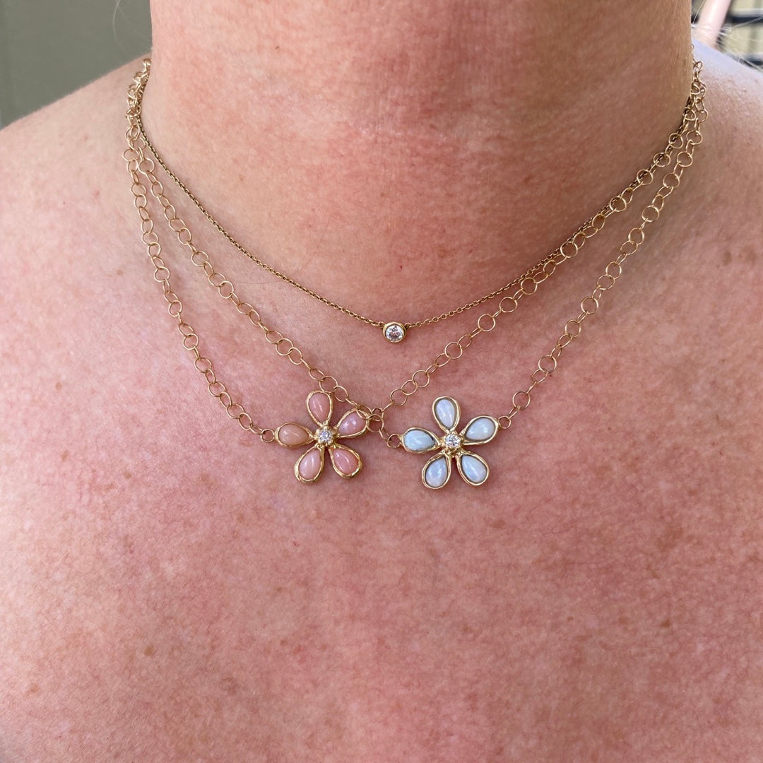 Opal & Diamond Orchid Adjustable Necklace