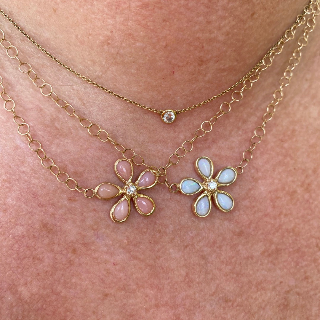 Opal & Diamond Orchid Adjustable Necklace