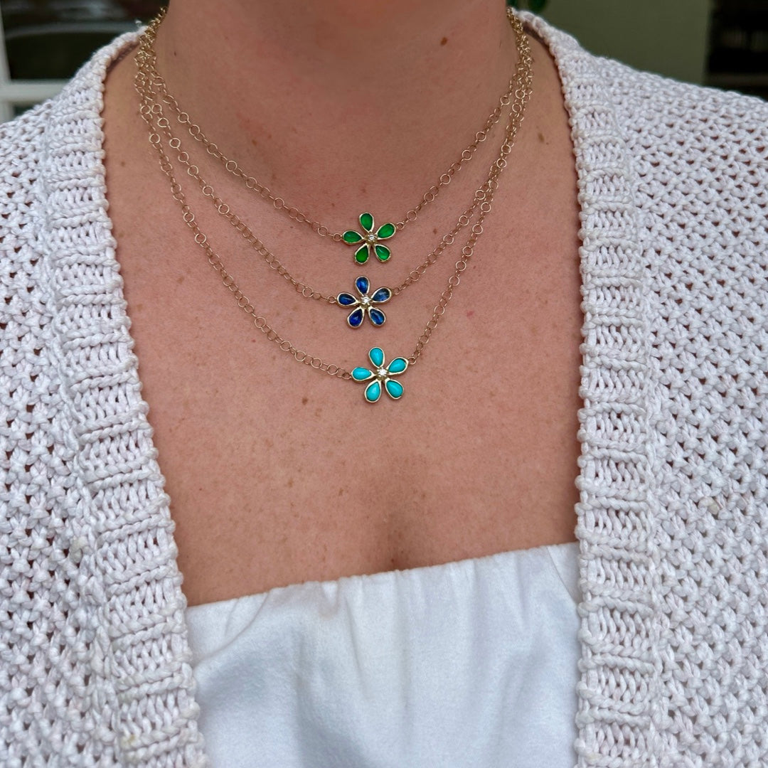 Orchid & Diamond Turquoise Necklace