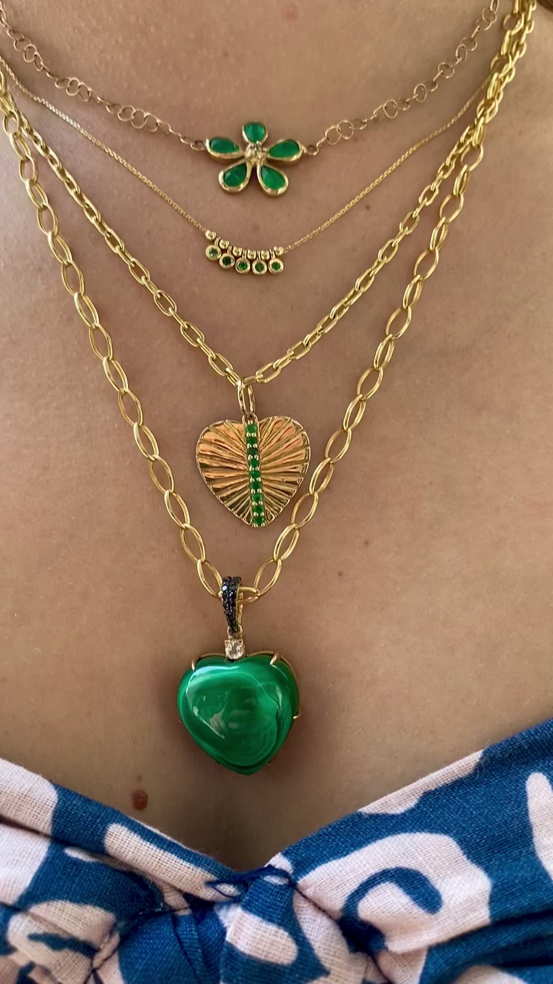 Emerald Bezel Confetti Necklace