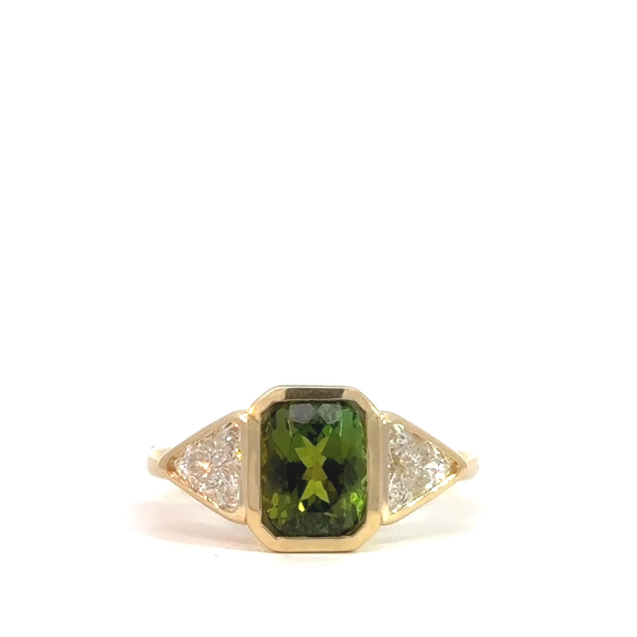 Green Tourmaline & Diamond Ring / 18k