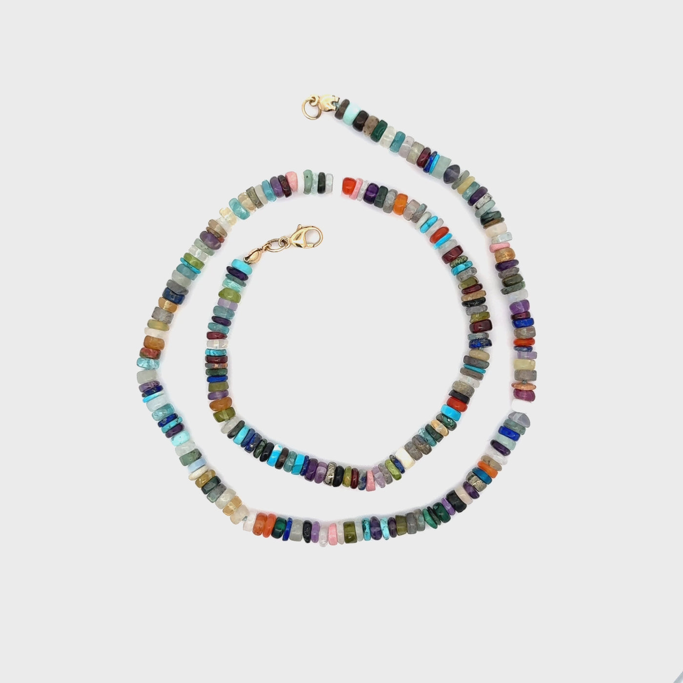 Sliced Multi Gemstone Necklace 16"