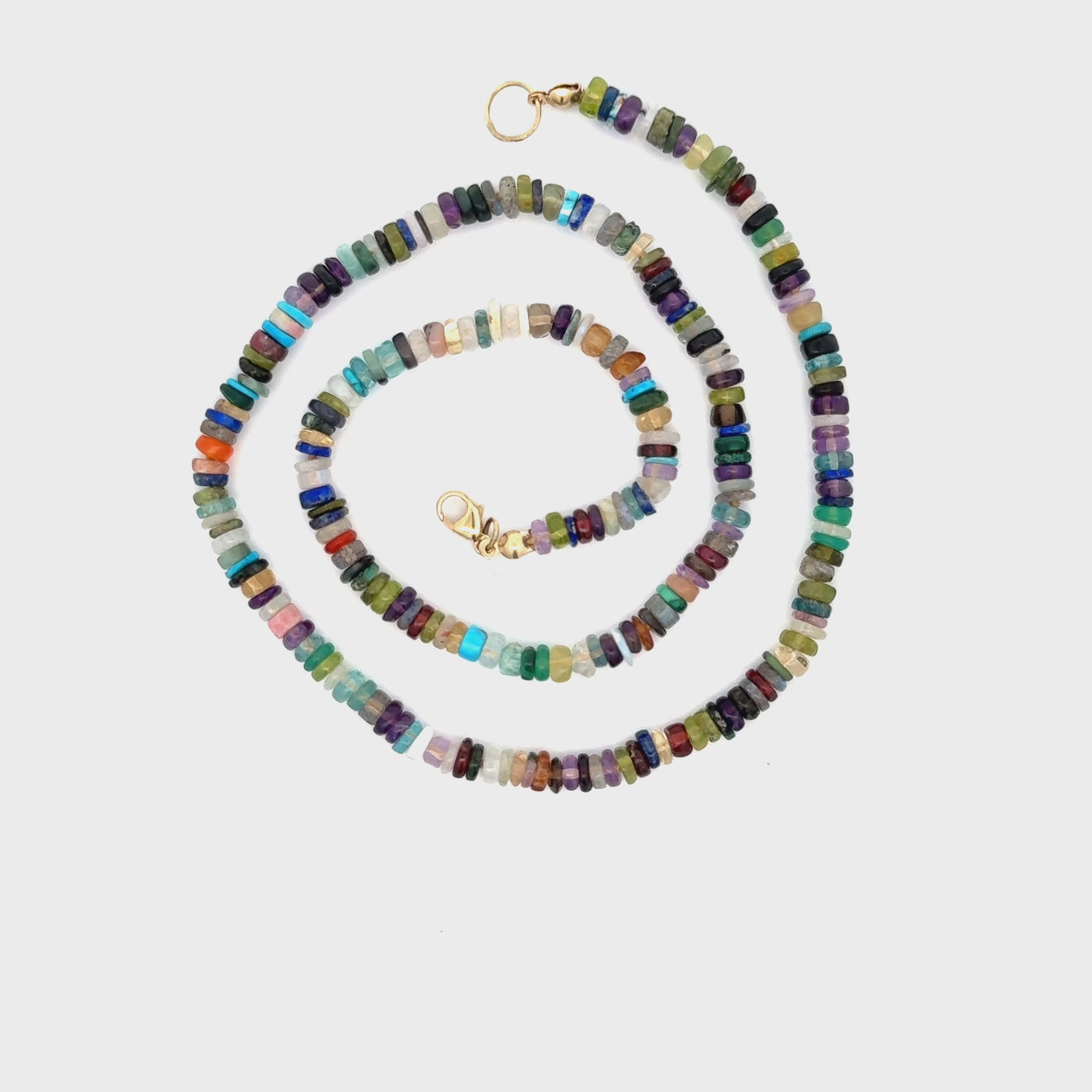 Sliced Multi Gemstone Necklace 18"