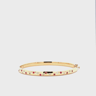 Pink Sapphire & Diamond Burst Bangle