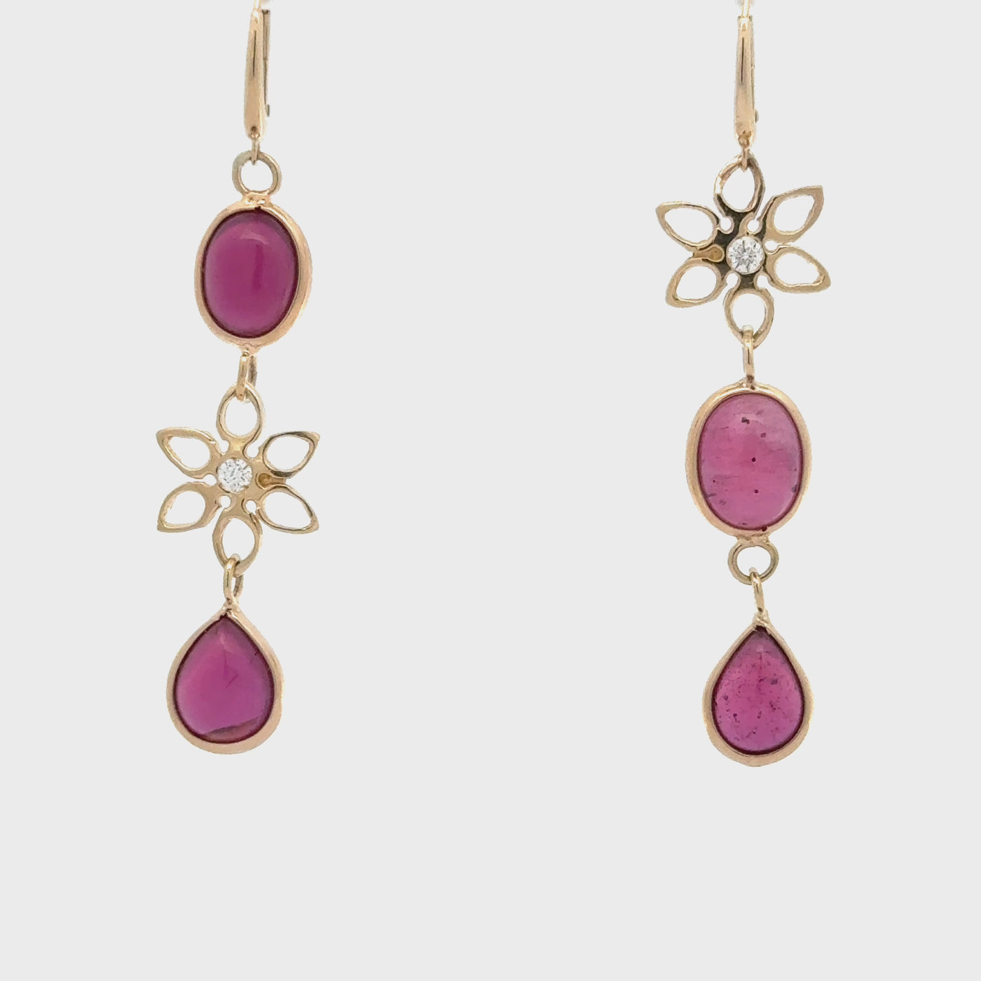 Pink Tourmaline and Diamond Poinsettia Earrings