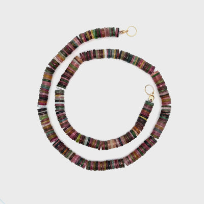Sliced Multicolor Dark Sapphire Necklace (Carabiner Ready)