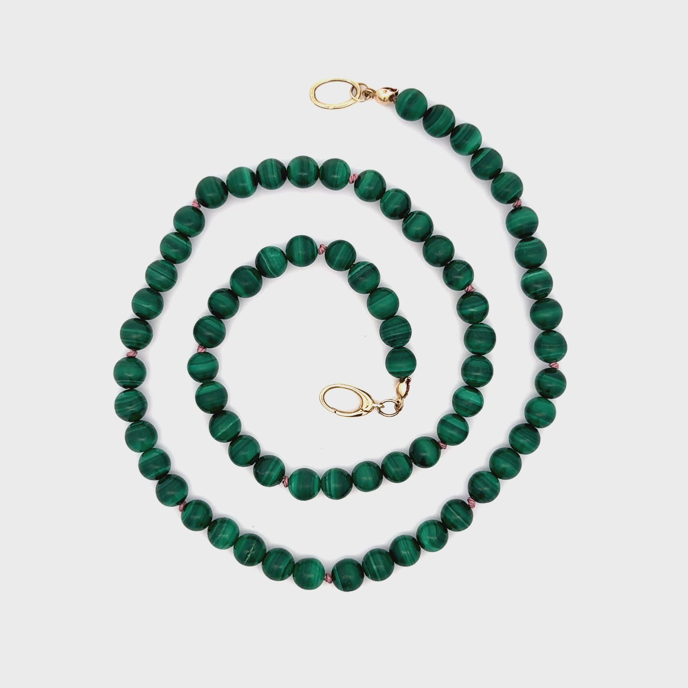 Malachite Bead Necklace with Trigger-less Clasp