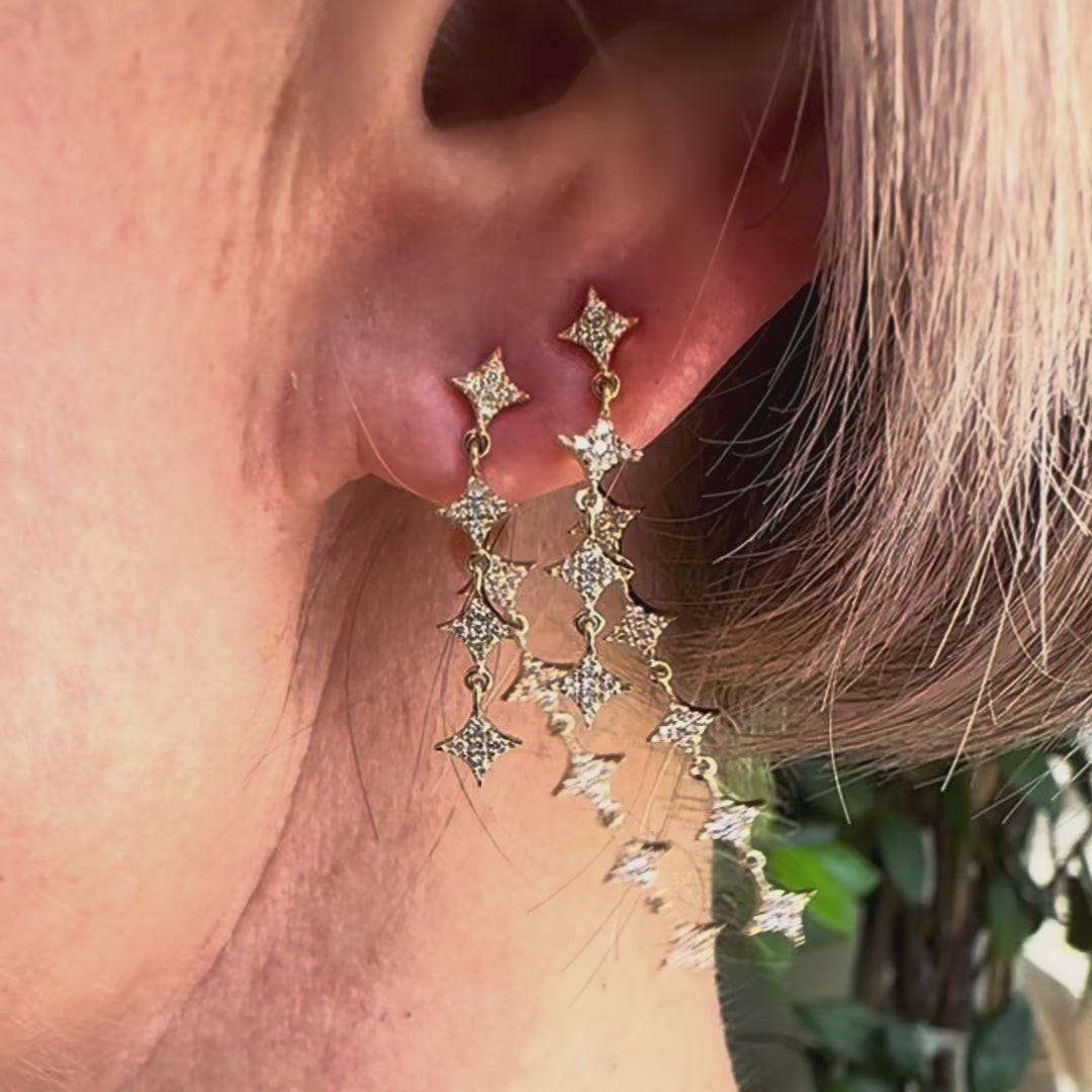 Multi Diamond Sparkle Drop Earrings