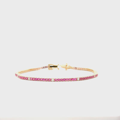 Pink Sapphire & Diamond Tennis Bracelet