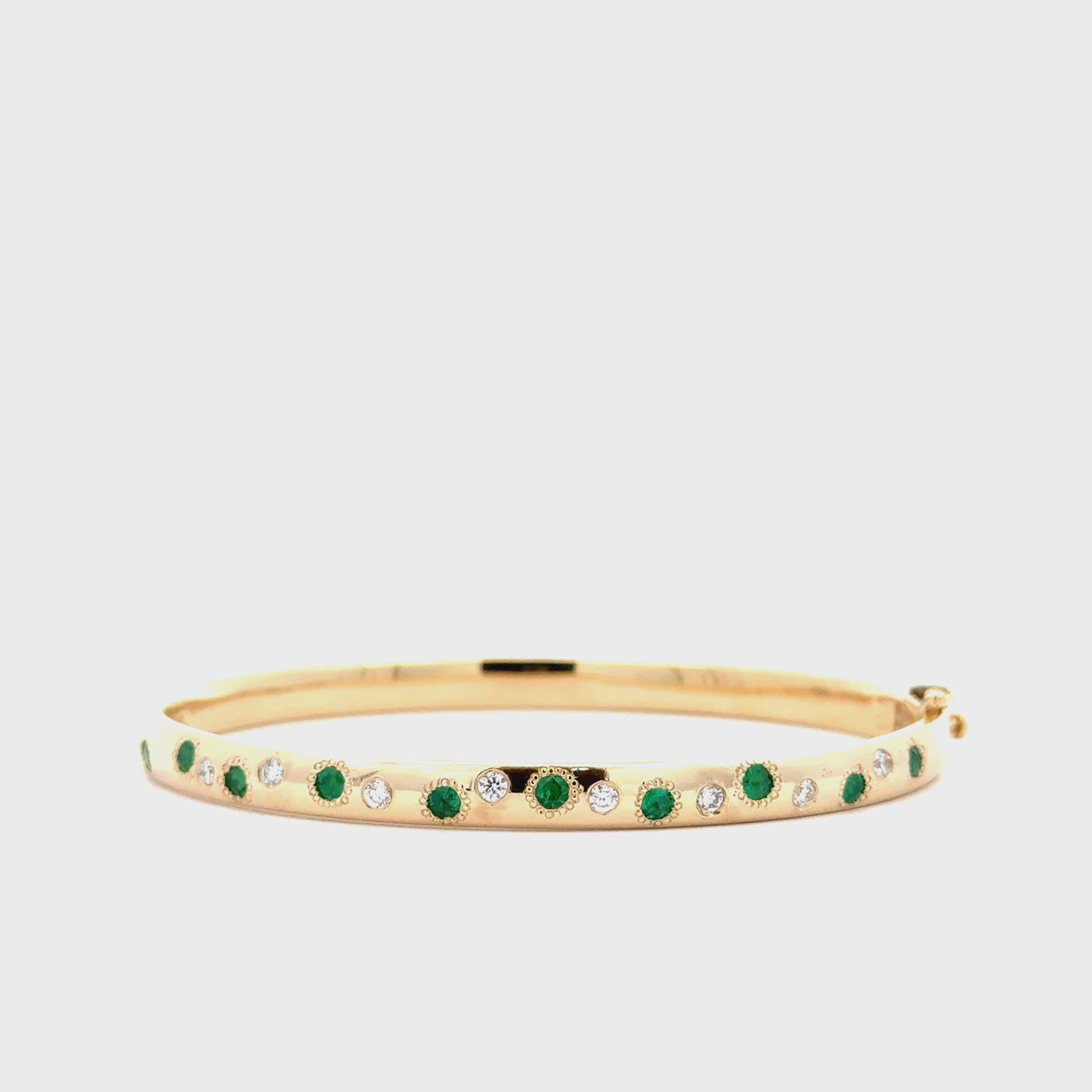 Emerald & Diamond Burst Bangle