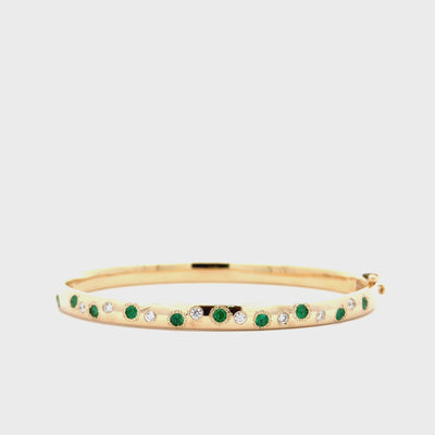 Emerald & Diamond Burst Bangle