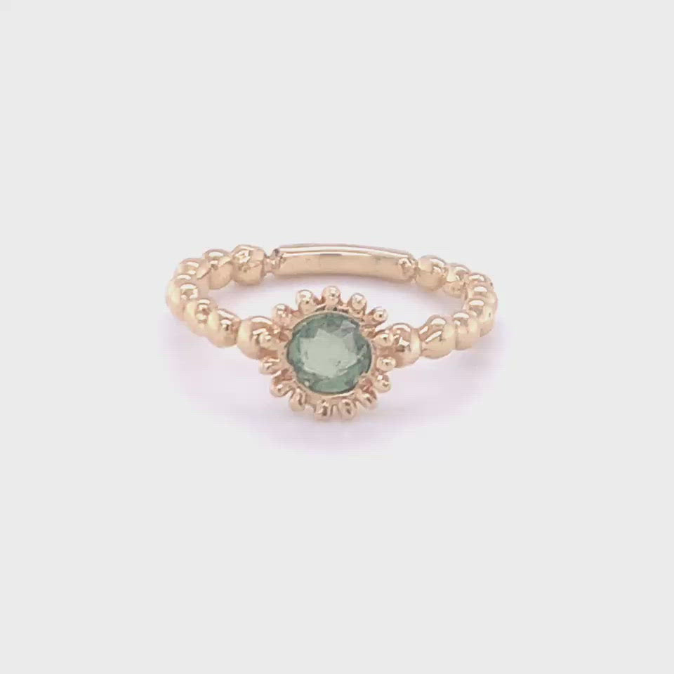 Small Sweet Pea Ring with Green Sapphire