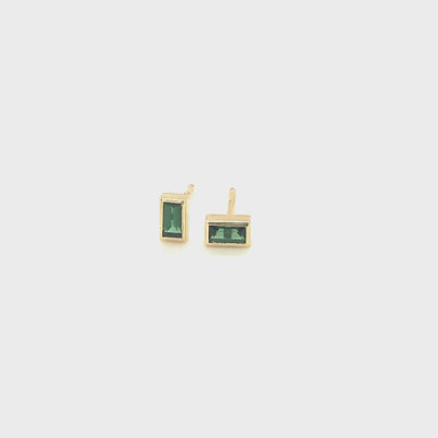 Baguette Studs/Green Tourmaline