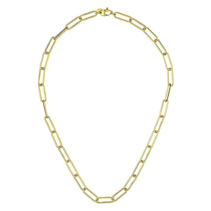Elongated Round Link Paper Clip Chain