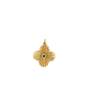 Fluted Flower Charm Emerald Center