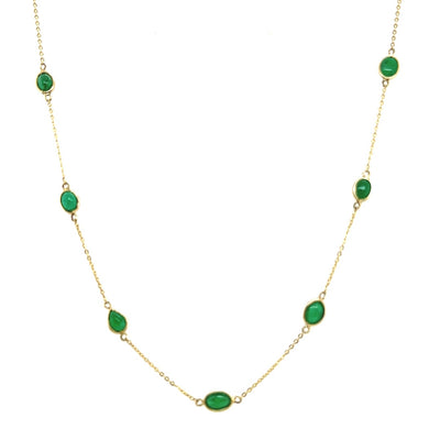 Oval Emerald Station Necklace