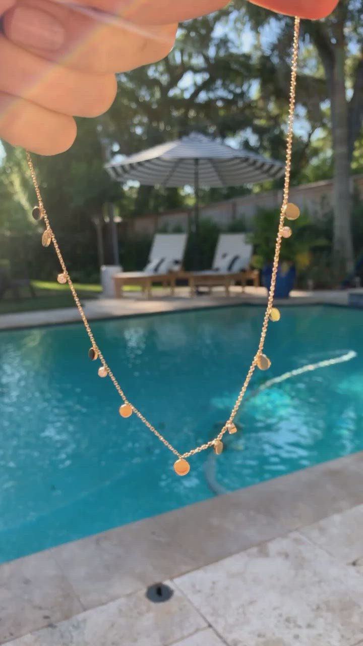 Gold and Diamond Disk Confetti Necklace