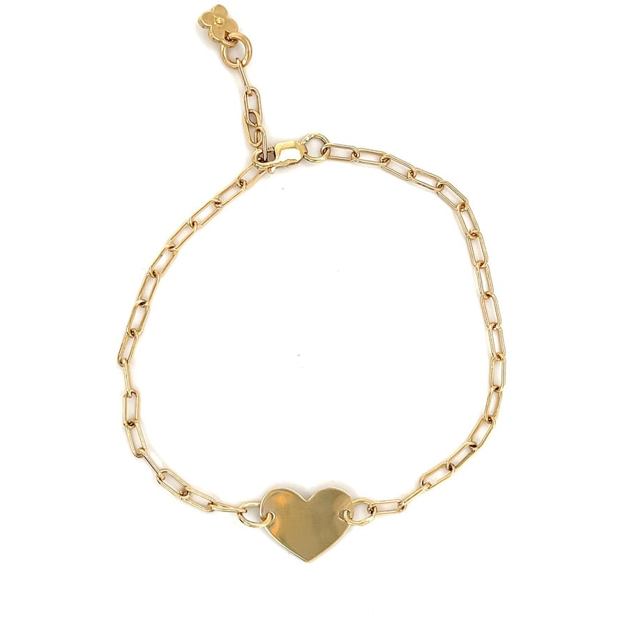 Gold Heart and Lilac Paperclip Bracelet