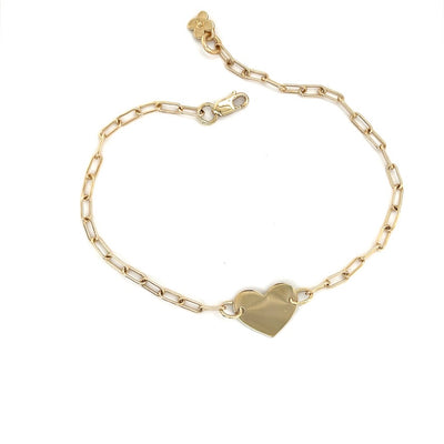 Gold Heart and Lilac Paperclip Bracelet