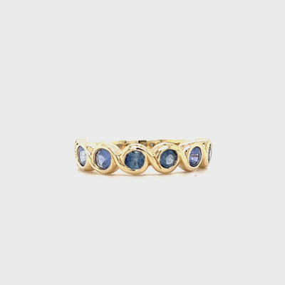 Blue Sapphire Wave Ring